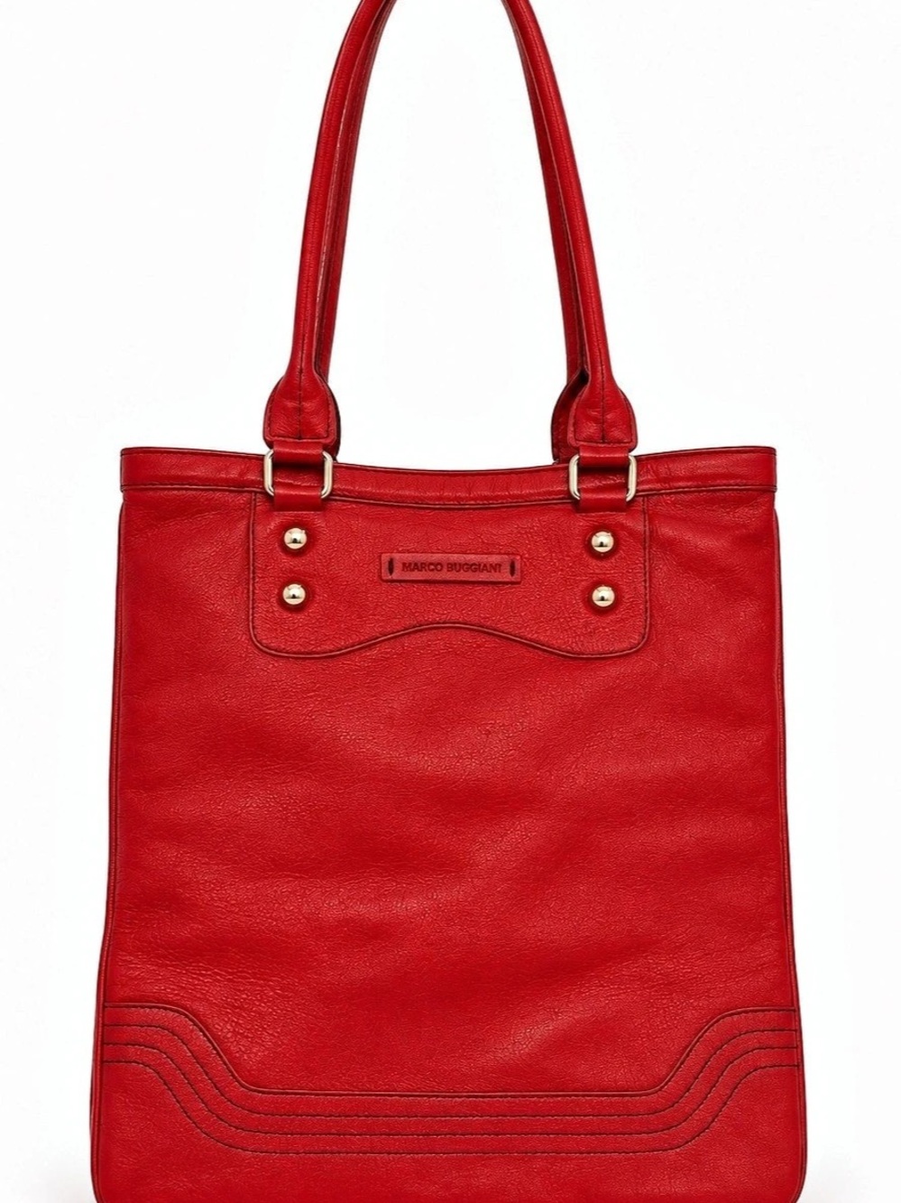 Marco Buggiani Red Leather Tote Made in Italy